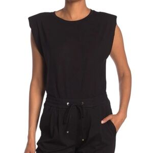 Laundry by Shelli Segal Sleeveless Shoulder Pad T-Shirt Top